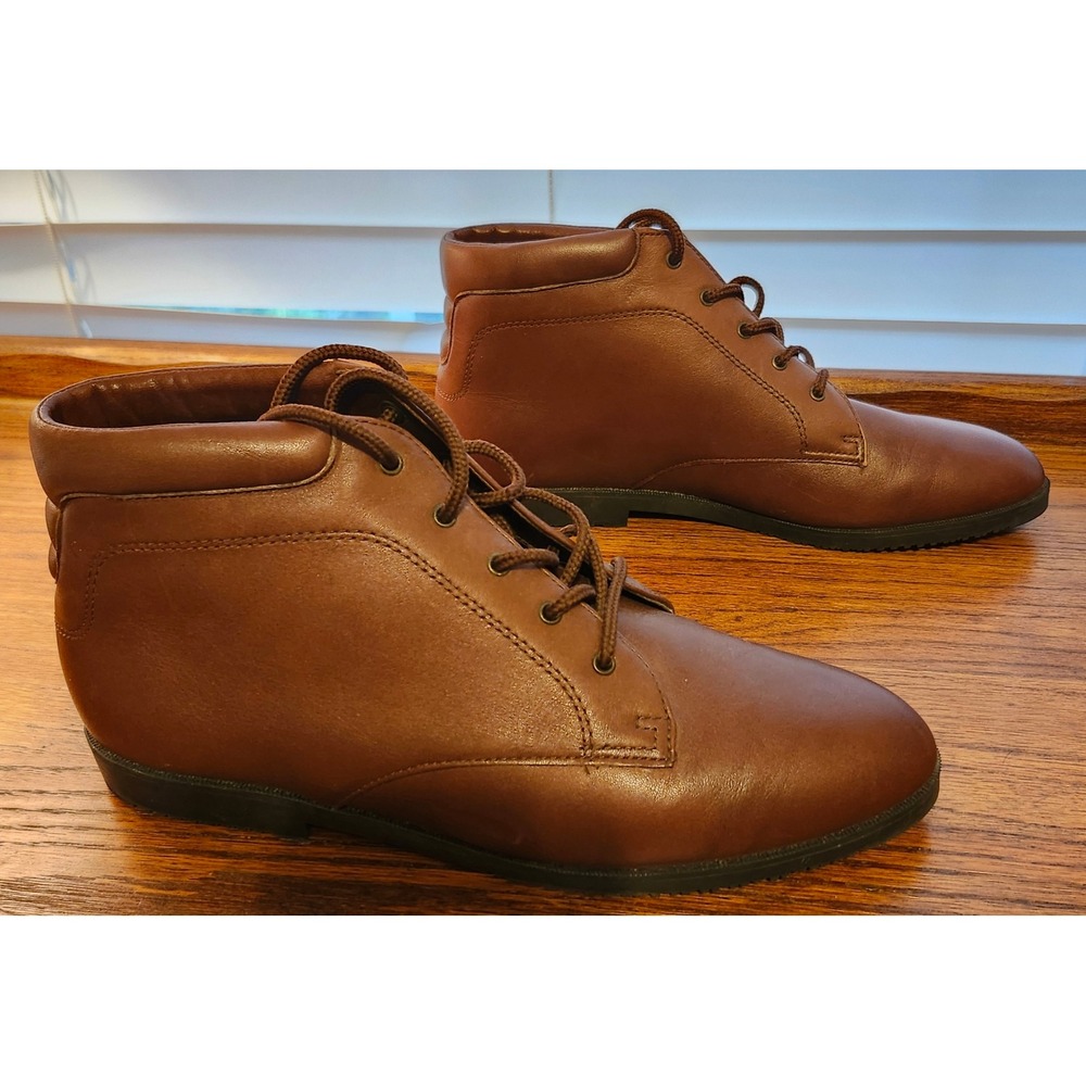 Danexx D-Austin4 Brown Leather Lace Up Ankle Boots Womens 8.5 M Plaid Lined - Picture 4 of 6
